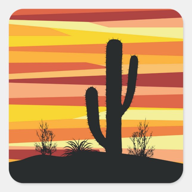 Geometric desert sunset square sticker (Front)