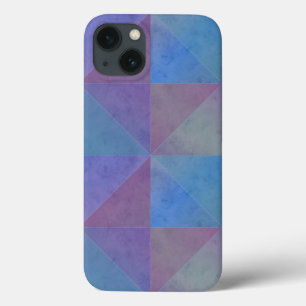 Geometric Design Blue Purple Watercolor Triangles iPhone 13 Case