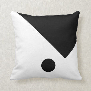 Geometric Design Circle Triangle Black and White Throw Pillow