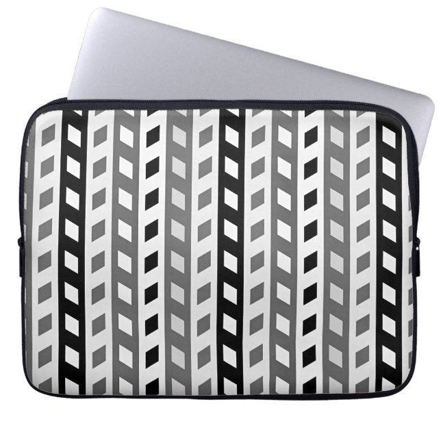 Geometric Design, gray, black, white, Laptop Sleeve (Front)