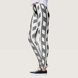 Geometric Design, gray, black, white, Leggings