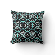 Geometric Design in Aqua Blue, White, And Black