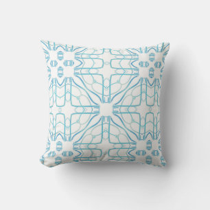 Geometric design in calm aqua blue and white throw pillow