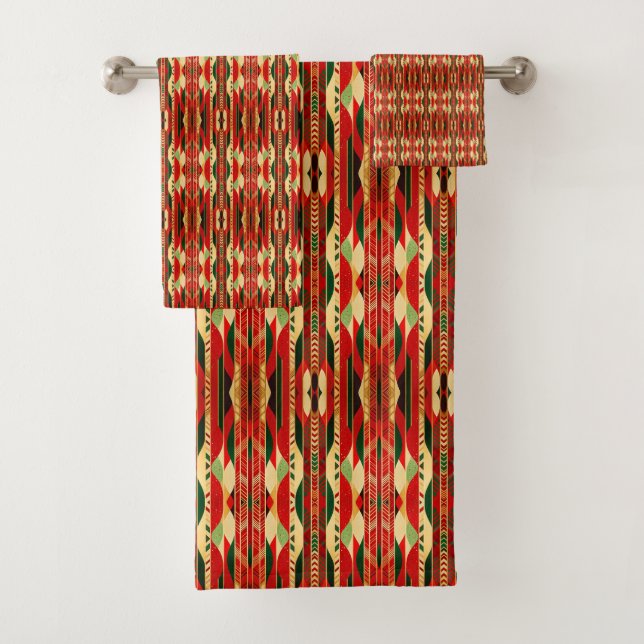 Geometric Design in Desert Colours Bath Towel Set (Insitu)