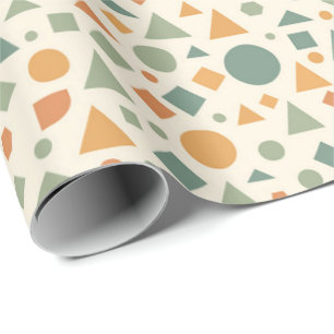 Geometric Design in Sage, Ochre, Teal and Rust Wrapping Paper