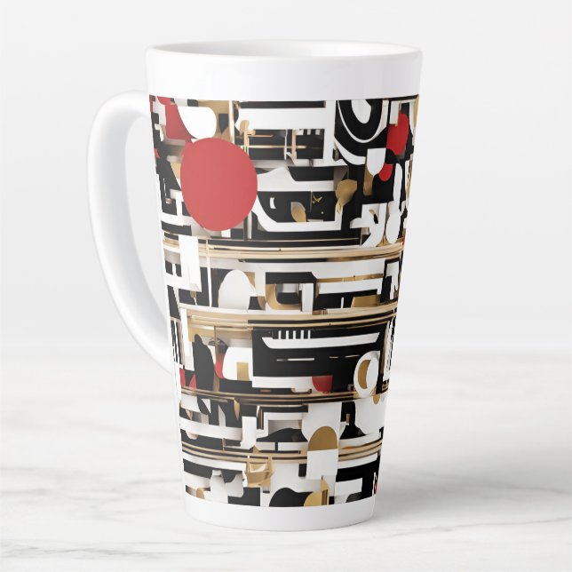 Geometric design large latte mug (Left Angle)