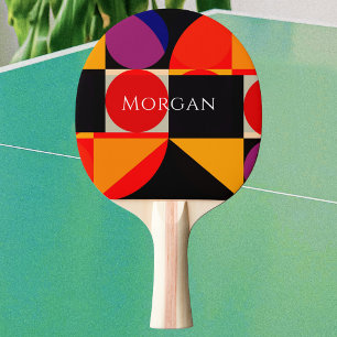 Geometric Design, Name, Red Blk Orange Purple, Vs2 Ping Pong Paddle