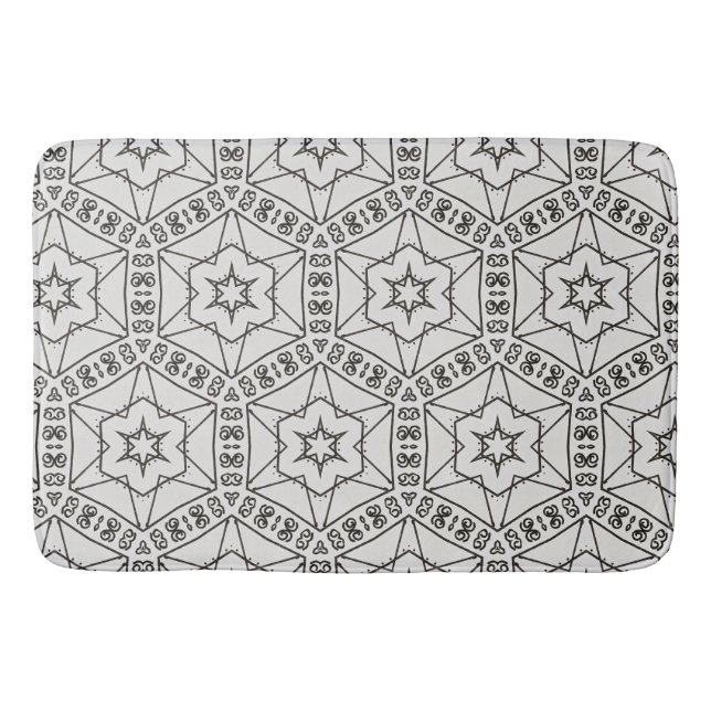 Geometric design of handdrawn scribbles bath mat (Front)