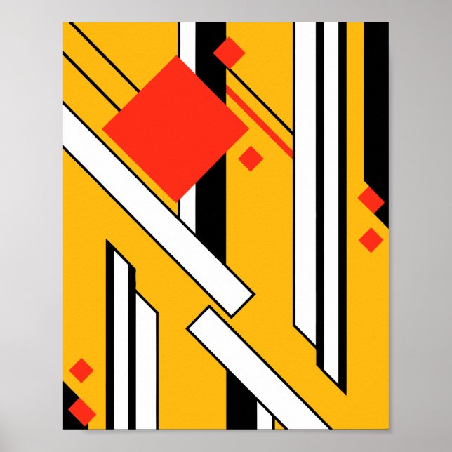 Geometric Design with Bold Lines & Red Diamonds Poster (Front)
