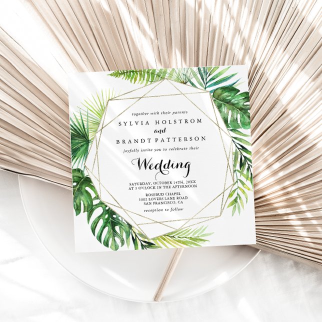 Geometric Destination Front & Back Wedding Invitation (Creator Uploaded)