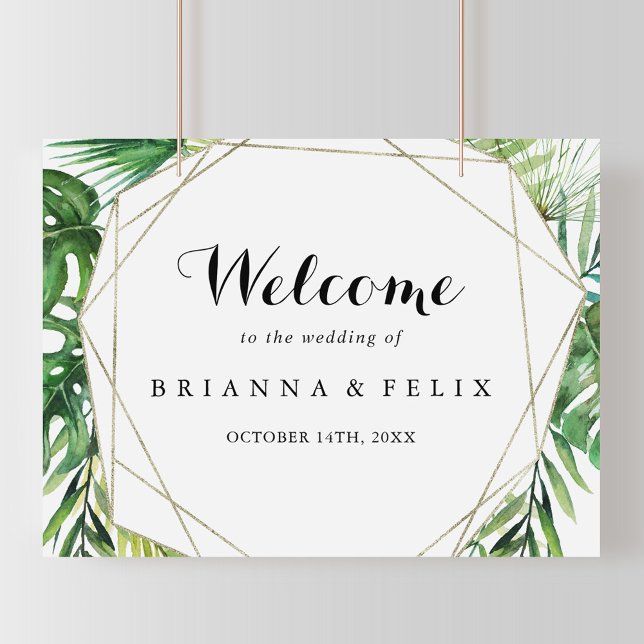 Geometric Destination Green Wedding Welcome Sign (Creator Uploaded)