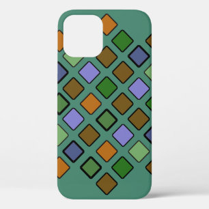 Geometric Diagonal Squares Mixed iPhone 12 Case