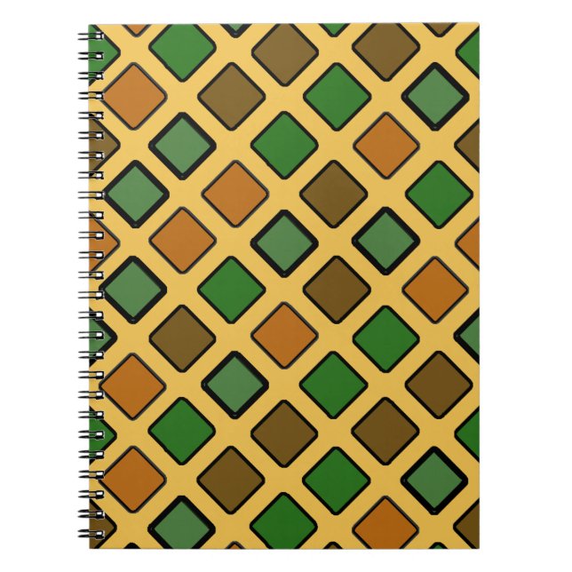 Geometric Diagonal Tiles Orange Notebook (Front)