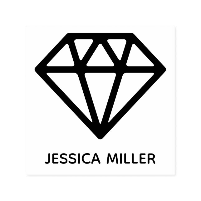 Geometric Diamond Custom Name Self-inking Stamp (Design)
