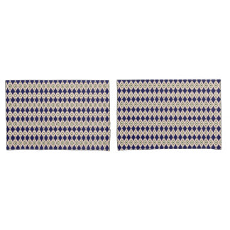 Geometric Diamond Pattern in Navy Blue & Beige Pillowcase