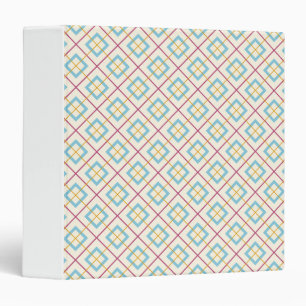Geometric Diamond Pattern Pastel Pink and Blue Binder