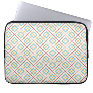 Geometric Diamond Pattern Pastel Pink and Blue Laptop Sleeve
