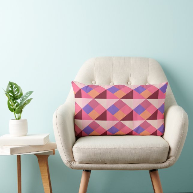 Geometric Diamond Pattern – Pink & purple Lumbar Pillow (Chair)