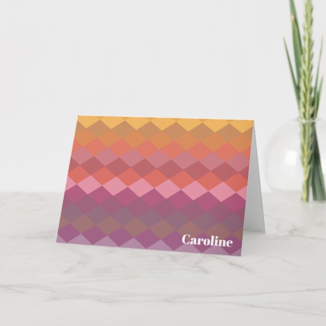 Geometric Diamond Shapes in Muted Colors with Name Card (Front)
