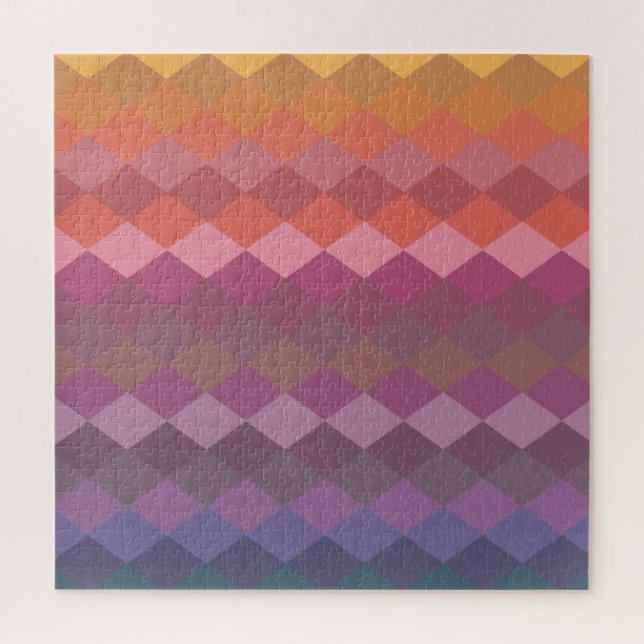 Geometric Diamond Shapes in Muted Rainbow Colors Jigsaw Puzzle (Vertical)