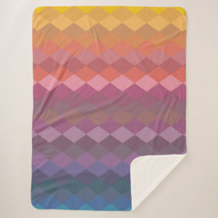 Geometric Diamond Shapes in Muted Rainbow Colors Sherpa Blanket