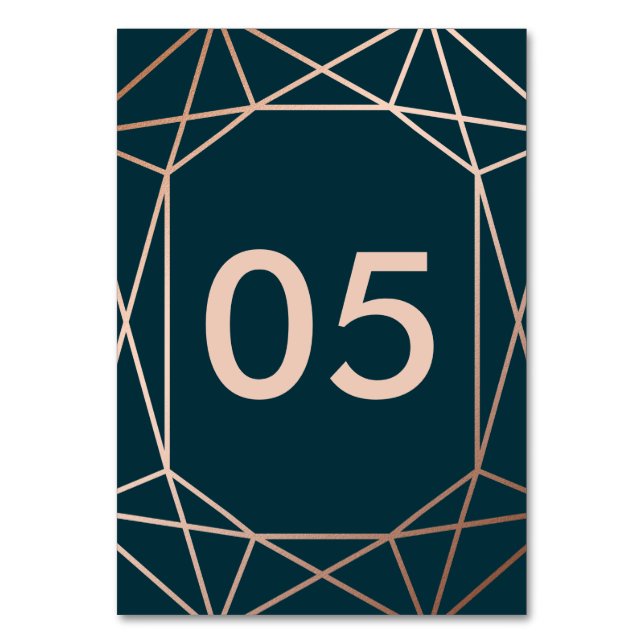 Geometric Diamond Wedding Table Number Cards (Front)