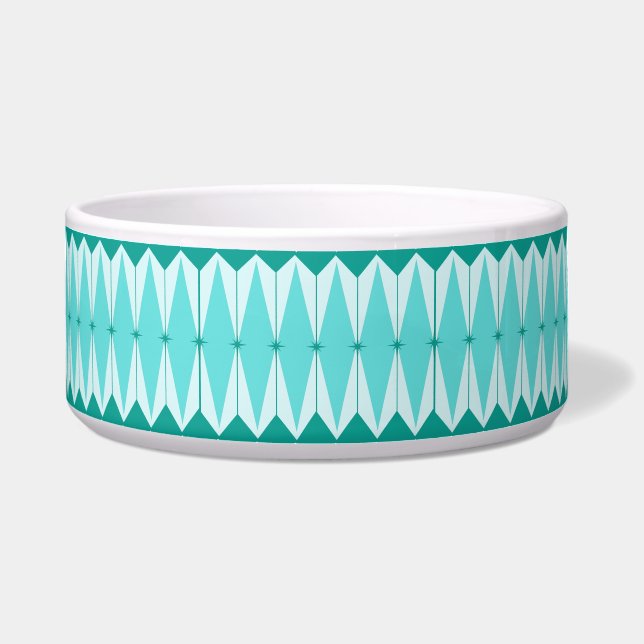 Geometric Diamonds & Starbursts Ceramic Pet Bowl (Front)