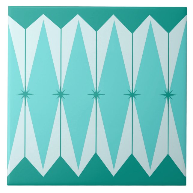 Geometric Diamonds & Starbursts Ceramic Tile (Front)