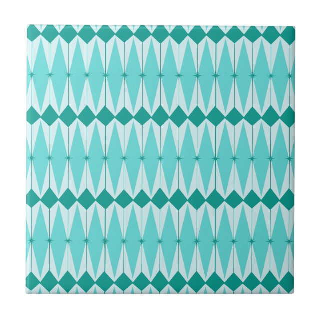 Geometric Diamonds & Starbursts Ceramic Tile (Front)