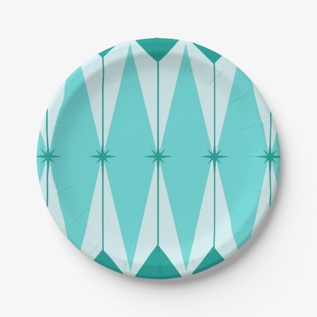 Geometric Diamonds & Starbursts Paper Plate (Front)