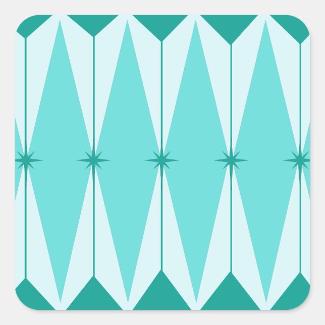 Geometric Diamonds & Starbursts Square Stickers (Front)