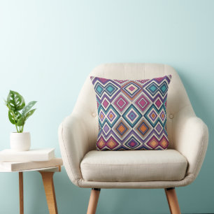 Geometric Diamonds Throw Pillow