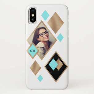 Geometric Diamonds with Photo and Monogram Case-Mate iPhone Case