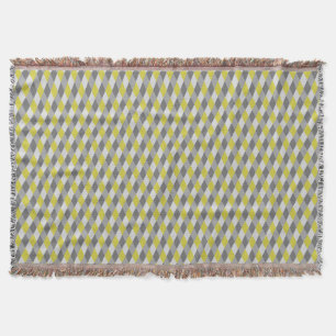 Geometric Diamonds Yellow and Grey Modern Abstract Throw Blanket