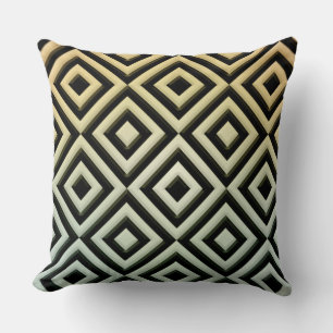 Geometric Diamonds Yellow & Green Throw Pillow