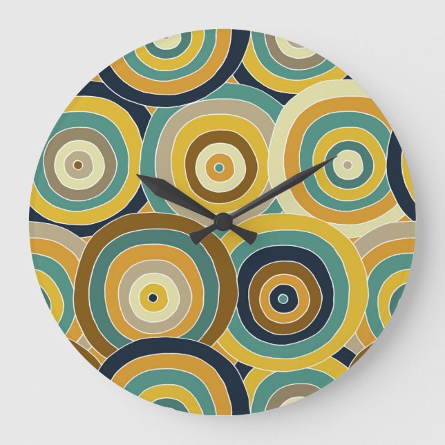Geometric Doodle: Vibrant Seamless Background Large Clock (Front)