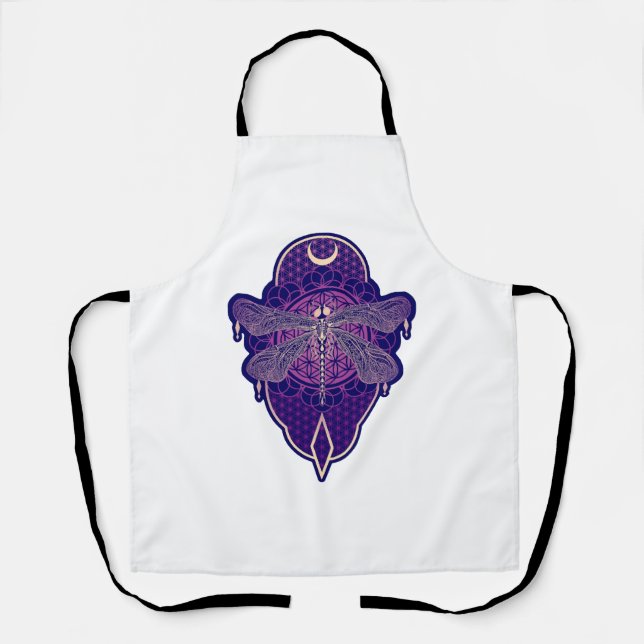 Geometric Dragonfly Mandala Life Flower Symbol Apron (Front)