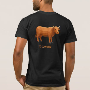 Geometric Drawing reddish brown Cow T-Shirt