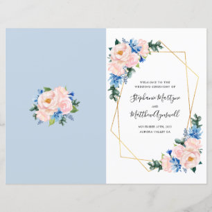 Geometric Dusty Blue Blush Pink Order of Service