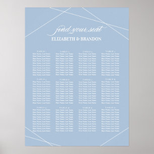 Geometric Dusty Blue Peony Wedding Seating Chart