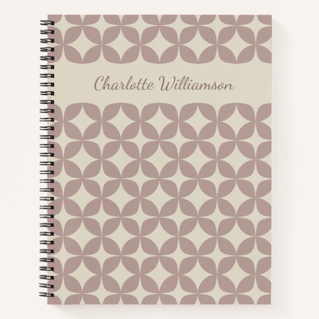 Geometric Dusty Lilac Shapes Mid Mod Personalized Notebook (Front)