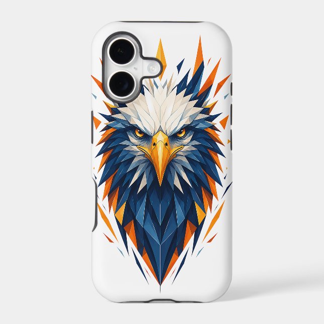 Geometric Eagle Blue and Orange Polygonal Art Case (Back)