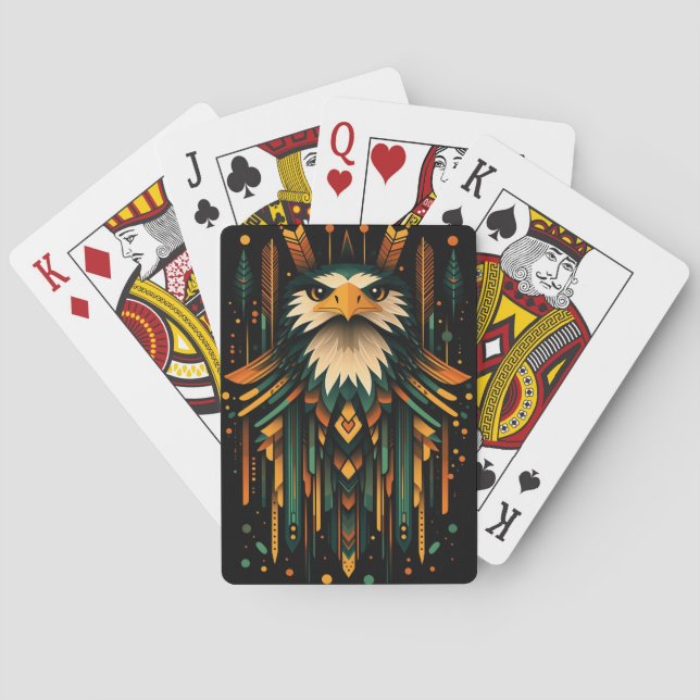 Geometric Eagle Illustration Playing Cards (Back)