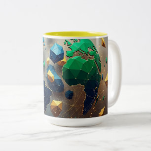 Geometric Earth Art, Abstract Global Network Mug