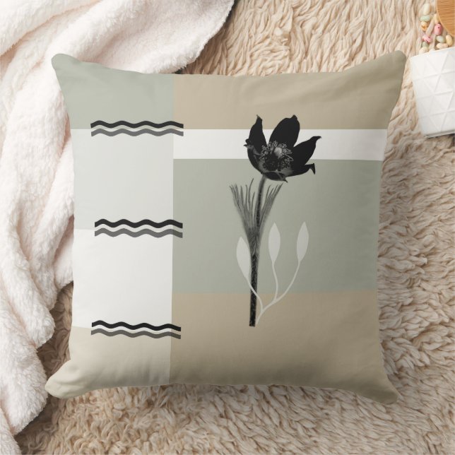 Geometric Earth Tones Crocus Flower Throw Pillow (Blanket)