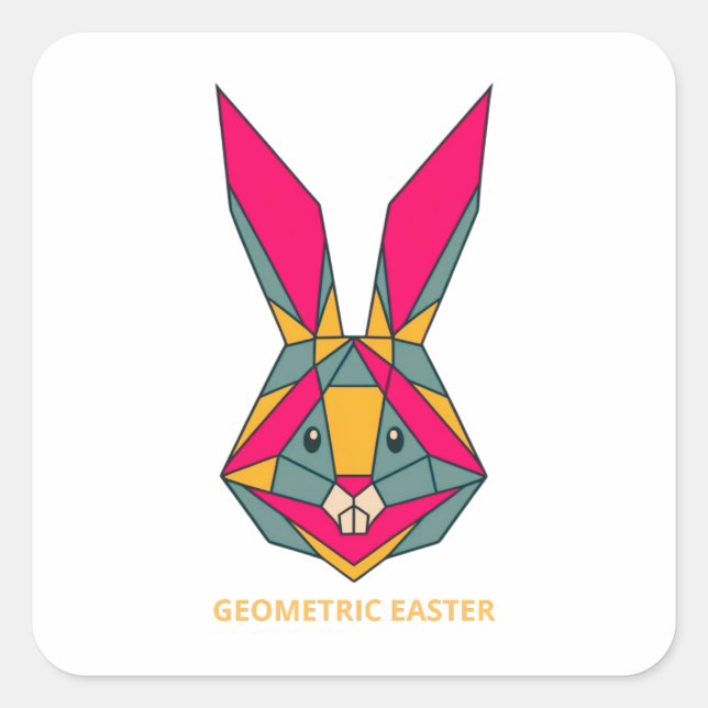 Geometric Easter Bunny Square Sticker (Front)