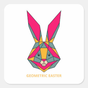 Geometric Easter Bunny Square Sticker