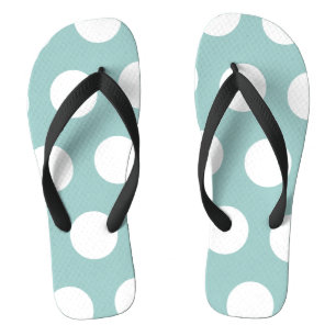 Geometric Eggshell Blue White Polka Dots   Flip Flops