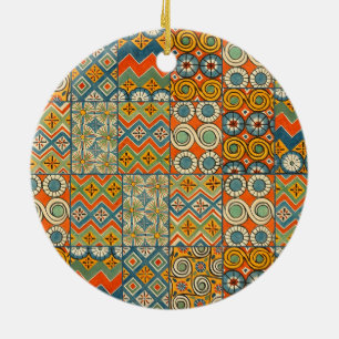 Geometric Egyptian Pattern Tiles Ceramic Ornament