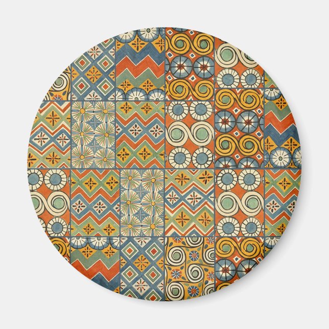 Geometric Egyptian Pattern Tiles Magnet (Front)
